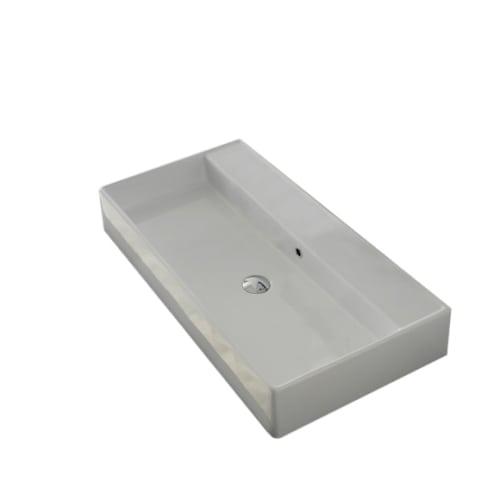 Nameeks 8031/R-100A Scarabeo 39-3/8' Ceramic Wall Mounted / Vessel Bathroom Sink with 1 / 3 Holes Drilled - Includes Overflow