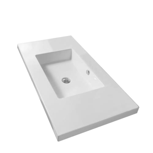 Nameeks MAR03011 Tecla 41-3/8' Ceramic Wall Mounted / Drop In Bathroom Sink with 0 / 1 / 3 Faucet Holes and Overflow