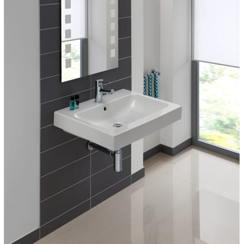 Bissonnet 124060 Elements iCon 23-3/5' Wall Mounted Rear Drain Bathroom Sink with 1 Hole Drilled and Overflow