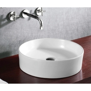 Caracalla CA4115-No Hole Circular White Ceramic Vessel Bathroom Sink - 18 - 24 Inch