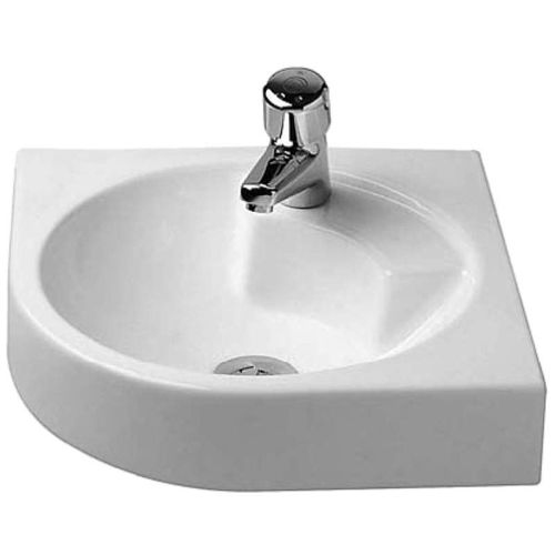 Duravit 448450000 Architec 25' Ceramic Wall Mounted Corner Bathroom Sink with Single Faucet Hole