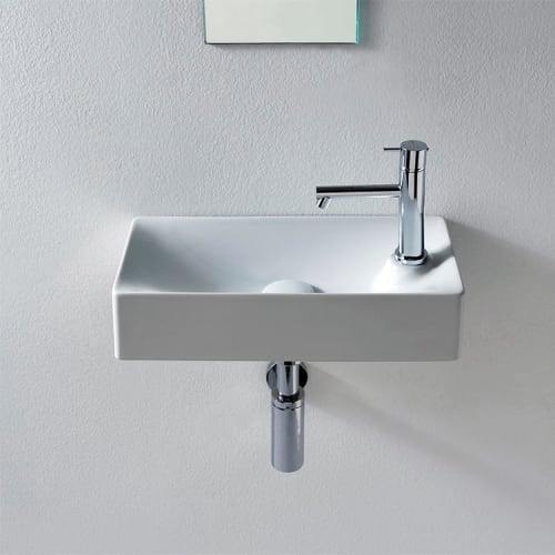 Nameeks 1501 Scarabeo 17-2/3' Ceramic Bathroom Sink For Vessel or Wall Mounted Installation - Less Overflow