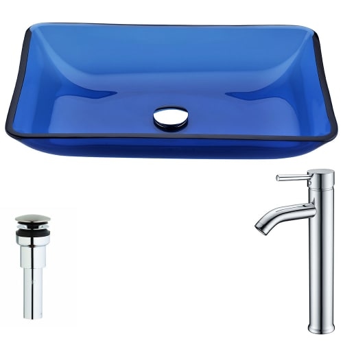 Anzzi LSAZ044-041 Harmony Brass and Glass Deck Mounted or Vessel Bathroom Sink w