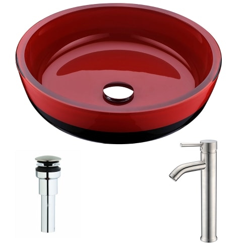 Anzzi LSAZ060-040 Schnell Brass and Glass Deck Mounted or Vessel Bathroom Sink w