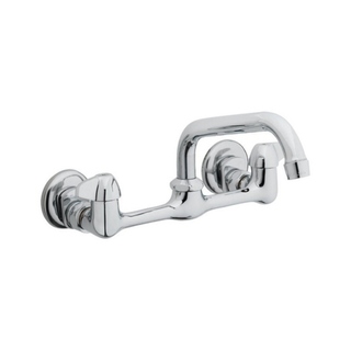 Homewerks Washerless Cartridge Two Handle Chrome Wall Mount Kitchen Faucet