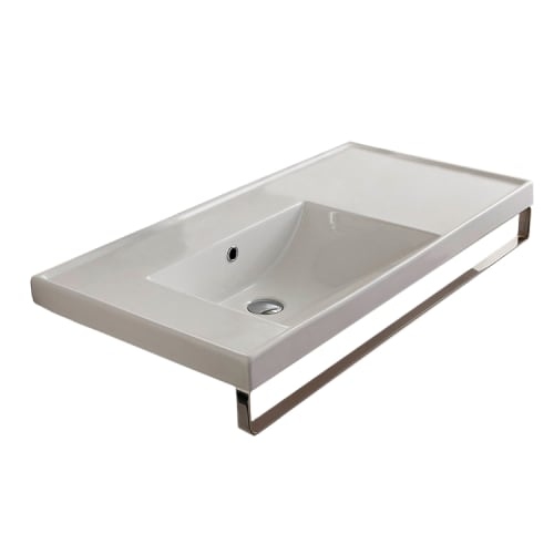 Nameeks 3008-TB Scarabeo 36-1/5' Ceramic Bathroom Sink for Wall Mounted - Includes Overflow and Built-In Towel Bar