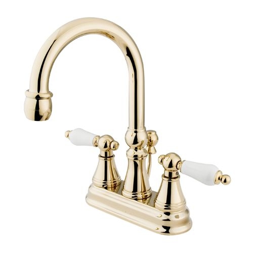 Elements Of Design ES2612PL Double Handle 4' Centerset Bathroom Faucet with Porcelain Lever Handles and Brass Drain Assembly