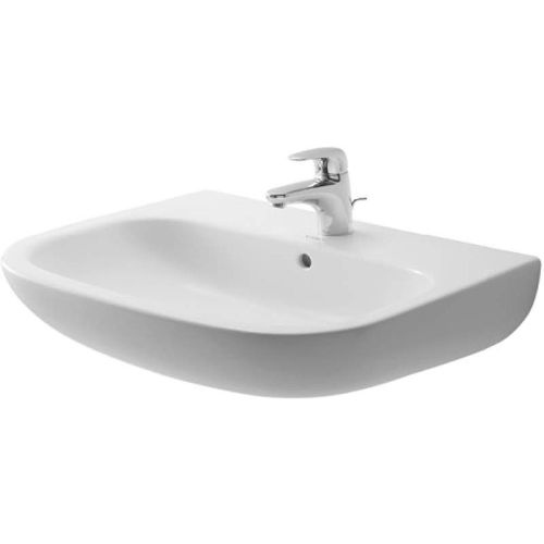 Duravit 2310650000 D-Code 25-1/2' Ceramic Bathroom Sink for Wall Mounted or Pedestal Installations with Single Faucet Hole and