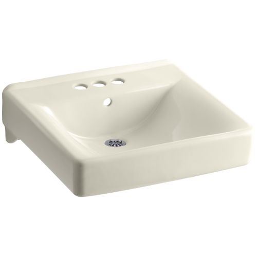 Kohler K-2054 Soho 18' Wall Mounted Bathroom Sink with 3 Holes Drilled and Overflow - White Finish