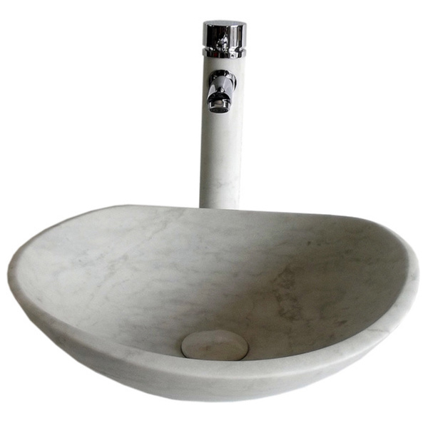 Selena Hunan White Stone Sink with Matching Faucet and Drain - ZA-307-SET