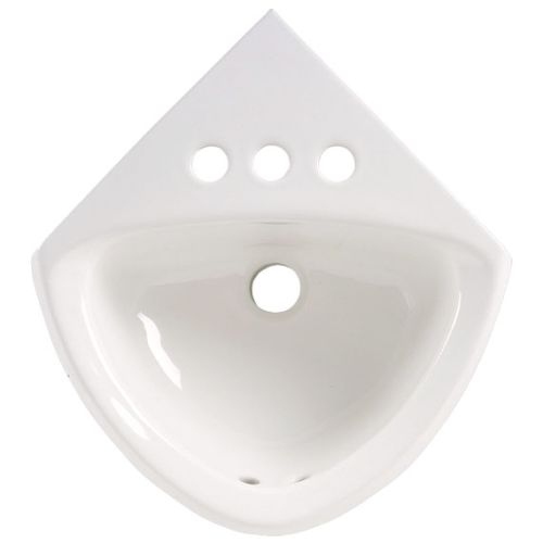 American Standard 451.001 Corner Mounted Wall Mounted Bathroom Sink with Single Faucet Hole, 11' Length and Overflow