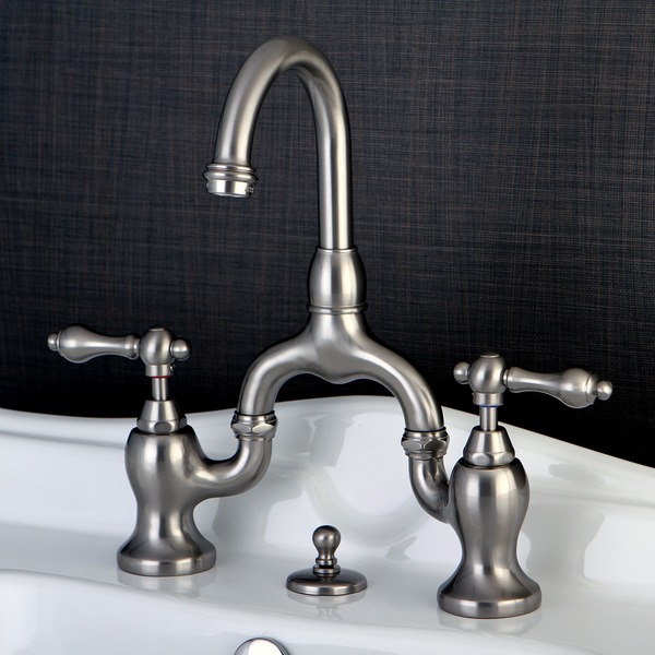 Vintage High-spout Satin Nickel Bridge Bathroom Faucet - Satin Nickel