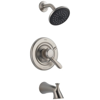 Delta Tub and Shower Faucet 1 Handle Lahara Stainless Steel Finish Brass Material