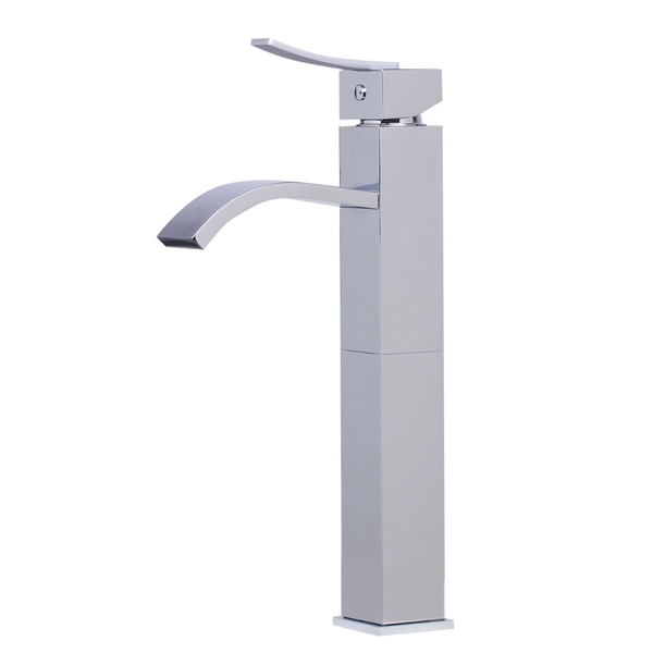 ALFI brand AB1158-PC Tall Polished Chrome Tall Square Body Curved Spout Single Lever Bathroom Faucet
