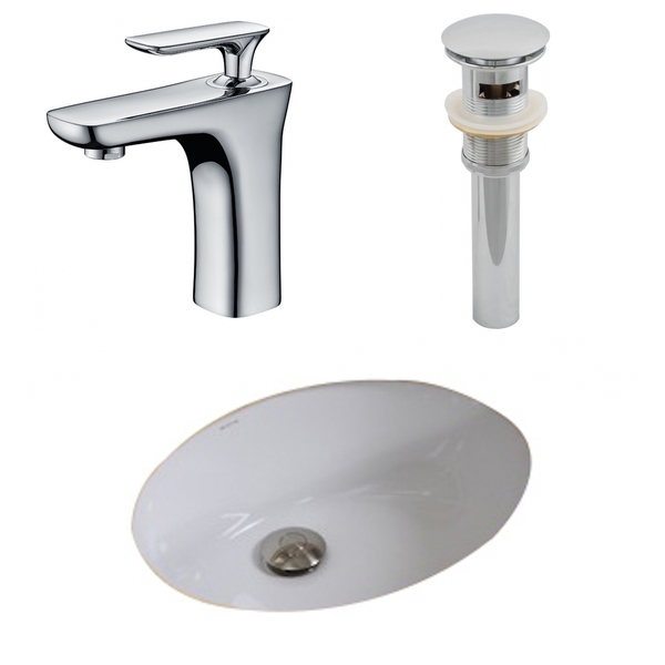 19.5-in. W x 16.25-in. D CUPC Oval Undermount Sink Set In White With Single Hole CUPC Faucet And Drain - White