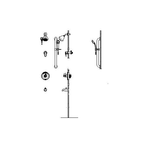 Delta T13H933-05 Single Handle Tub and Shower Valve Trim with 1.5GPM Single Function Shower Head 36' Grab / Slide Bar and Metal - Delta T13H933-05 Single Handle Tub and Shower Valve Trim with 1.5GPM Single Function