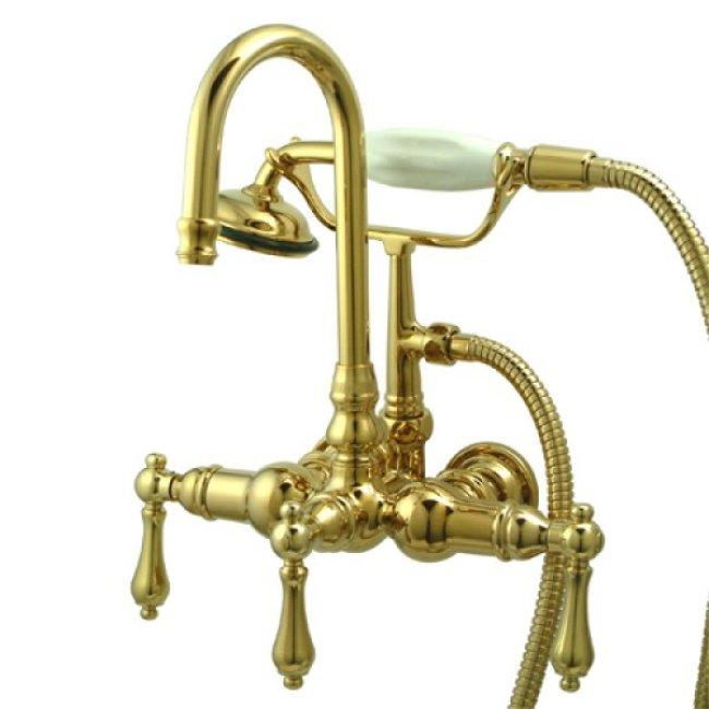 Americana Wall-mount Polished Brass Clawfoot Tub Faucet