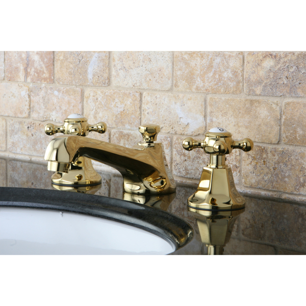 Double-Handle Polished Brass Widespread Bathroom Faucet - Polished Brass