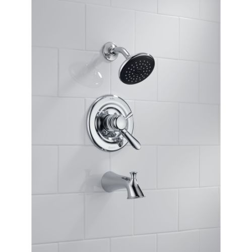 Delta 174938 Lahara Dual Function Pressure Balanced Tub and Shower Trim Package with Integrated Volume Control - Less Rough-In