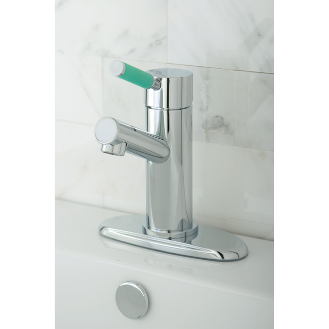 Green Lever Straight Chrome Bathroom Faucet - Green Lever High Arc Satin Nickel Vessel Faucet