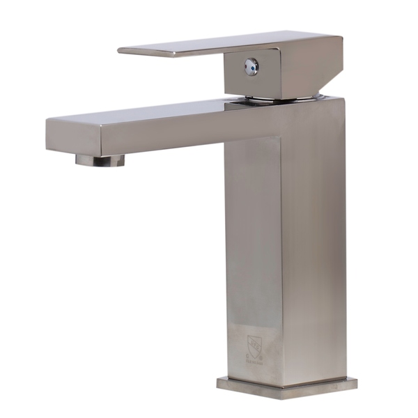 ALFI brand AB1229-BN Brushed Nickel Square Single Lever Bathroom Faucet