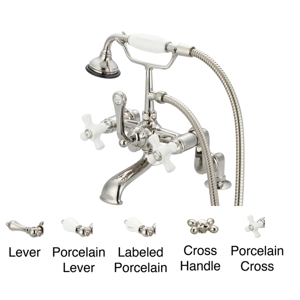 Water Creation Vintage Classic Adjustable Center Deck Mount Tub Faucet With Handheld Shower in Polished Nickel PVD Finish