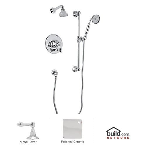 Rohl AKIT30ELM Country Bath Shower System with Pressure Balanced Valve Trim, Single Function Shower Head, Hand Shower, Slide