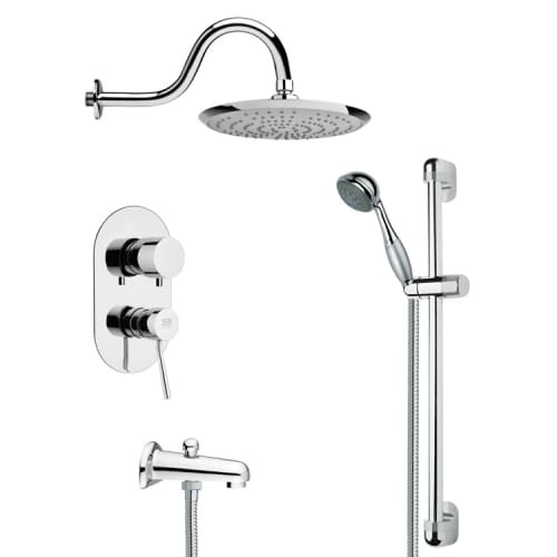 Nameeks TSR9078 Remer Shower Tub and Shower Trim Package with Single Function Rain Shower head and Hand Shower - Includes Valve