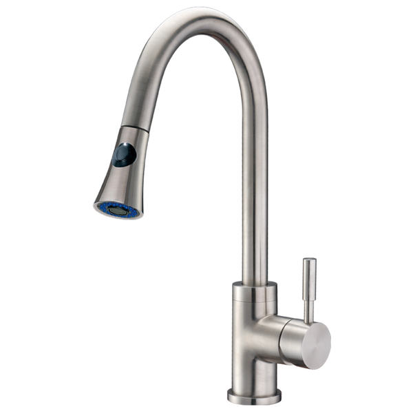Cadell 71300 Brushed Stainless Steel Single Handle Kitchen Faucet with Pull-Down - Brushed Stainless Steel