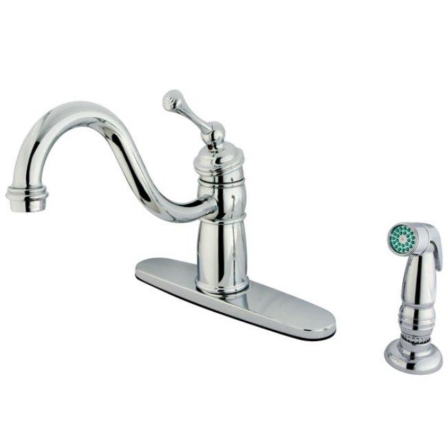 Victorian Chrome Kitchen Faucet with Side Sprayer - Chrome