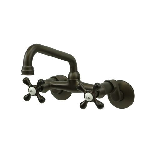 Elements Of Design ES2135X Double Handle 6' to 8-1/2' Center Wall Mounted Kitchen Faucet with 7' Spout Reach and Metal Cross