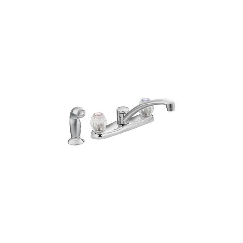 Moen 7910 Double Handle Kitchen Faucet with Acrylic Knobs and Sidespray from the Chateau Collection