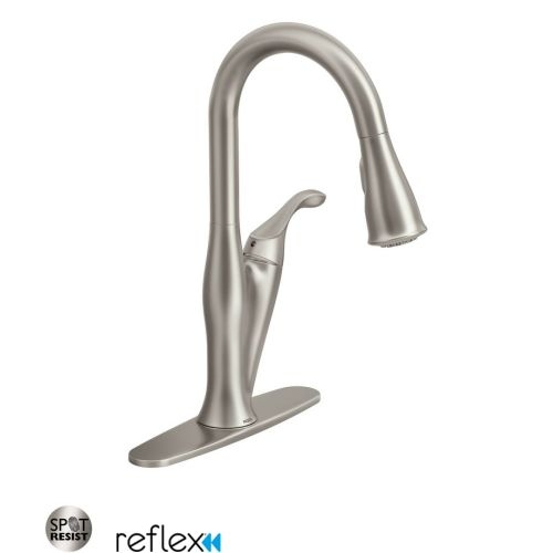 Moen 87211 Pullout Spray High-Arc Kitchen Faucet with Reflex Technology and Side Spray from the Benton Collection