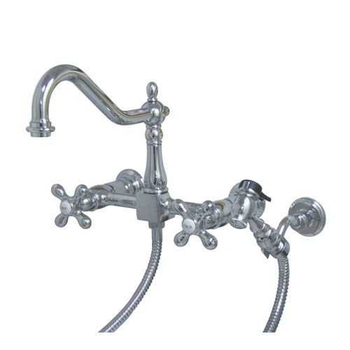 Elements Of Design ES1241 Kitchen Faucet Wall Mount with Double Metal Cross Handles
