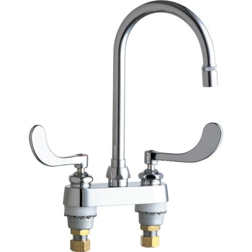 Chicago Faucets 895-317GN2AE29AB Commercial Grade Centerset Kitchen Faucet with Wrist Blade Handles - 4' Faucet Centers