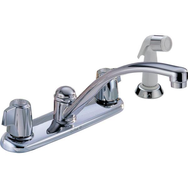Delta Classic 2-Handle Side Sprayer Kitchen Faucet w/ Blade Lever in Chrome 2400LF - Kitchen/Bar Faucets