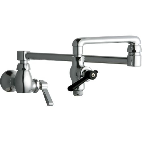 Chicago Faucets 515-ABCP Wall Mounted Pot Filler Faucet with Lever Handles and 17-3/4' Full-Flow Swing Spout