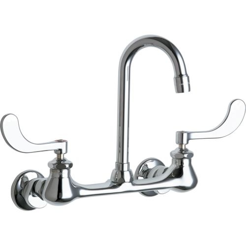 Chicago Faucets 631-ABCP 2.2 GPM Double Handle Wall Mounted Service Sink Faucet with 8' Faucet Centers