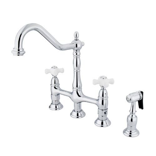 Elements Of Design ES1271PXBS Double Handed Deck Mount Kitchen Faucet with 8' Spread