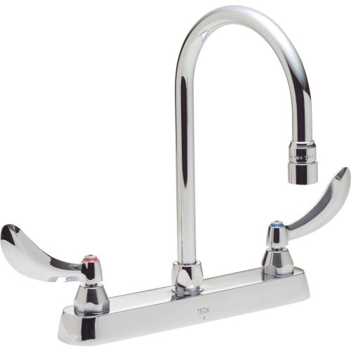 Delta 26C3944 Double Handle 1.5GPM Ceramic Disc Kitchen Faucet with Blade Handles and Gooseneck Spout from the Commercial Series
