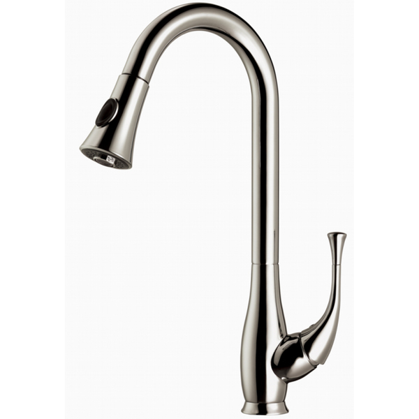 Dawn Brushed Nickel Single Lever Kitchen Faucet with Push Button Pull Out Spray - Dawn kitchen faucet, Brushed Nickel