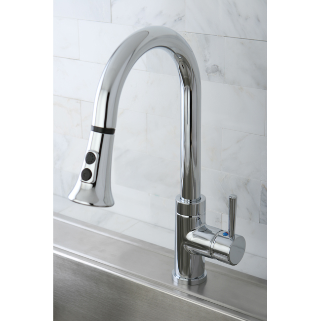 Kitchen Chrome Single Handle Faucet with Pull Down Spout - Chrome