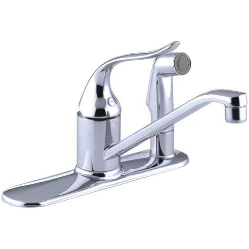 Kohler K-15173-P Single Handle Kitchen Faucet with Side Spray from the Coralais Series