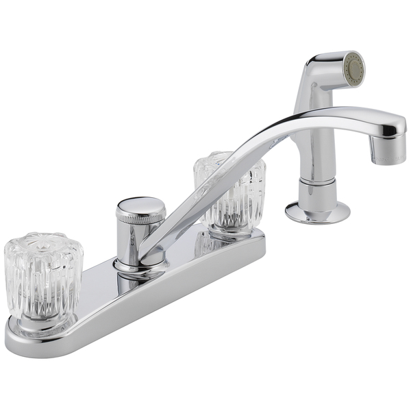 Peerless P299501LF Chrome Kitchen Faucet With Acrylic Handles & Side Spray - Fauc Kit 2h Ch Spray