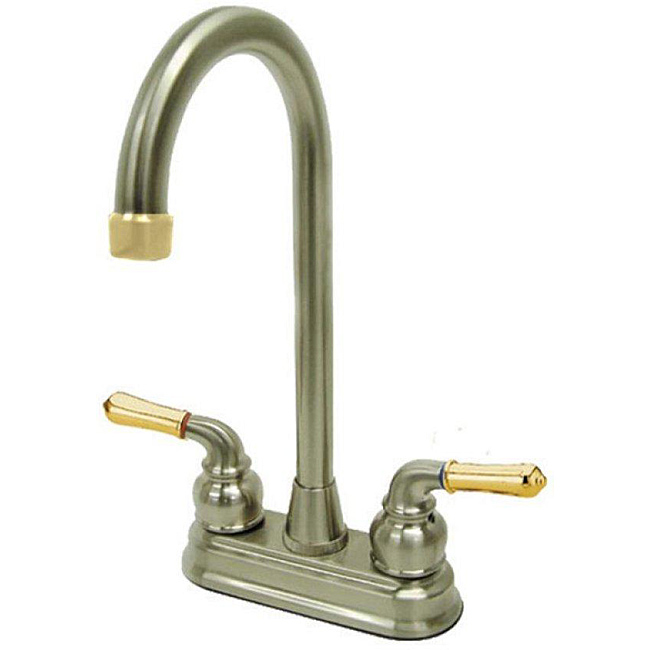 Megallan Satin Nickel and Polished Brass Bar Faucet - 'Megallan Satin Nickel/ Polished Brass 2-tone Bar Faucet