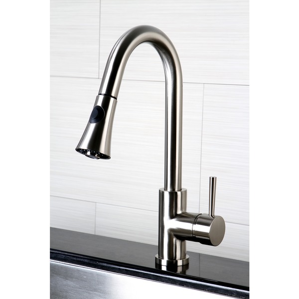 Kitchen Satin Nickel Single Handle Faucet with Pull Down Spout - Satin Nickel