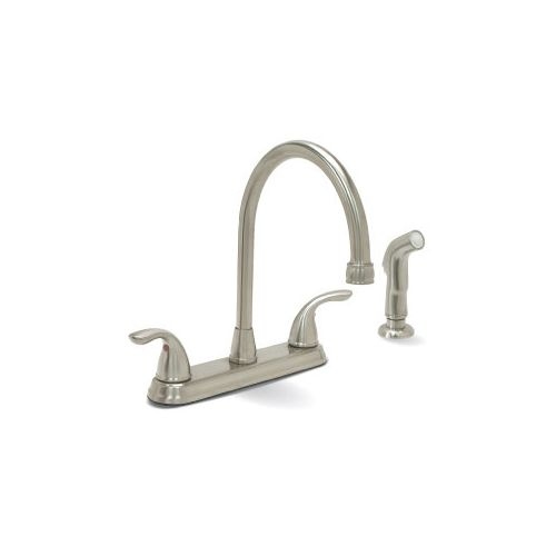 Premier 2495829 Bayview Kitchen Faucet Double Handle with Side Spray - CA Drought Compliant