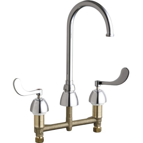 Chicago Faucets 786-GN2AFCAB Commercial Grade High Arch Kitchen Faucet with Wrist Blade Handles - 8' Faucet Centers