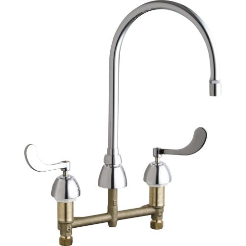Chicago Faucets 786-GN8AE29AB Commercial Grade High Arch Kitchen Faucet with Wrist Blade Handles - 8' Faucet Centers