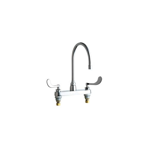 Chicago Faucets 1100-GN8AE3-317AB Commercial Grade High Arch Kitchen Faucet with Wrist Blade Handles - 8' Faucet Centers